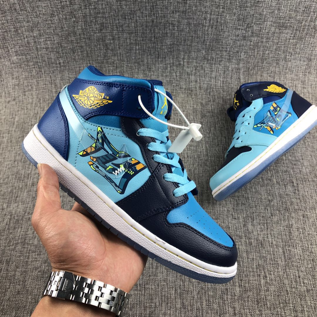 2019 Women Air Jordan 1 Ice Blue Shoes - Click Image to Close